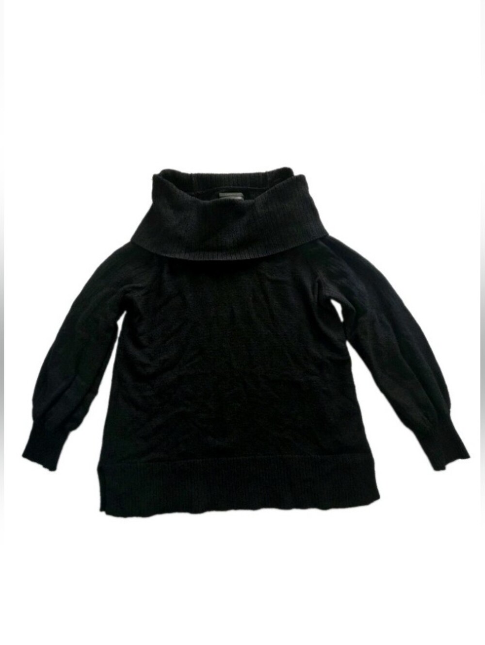 Anthropologie Paloma Cowl Neck Sweater Size L Black Minimalist Quiet Luxury